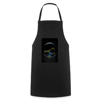 Kaos in einer Blase gelb 1 - Kochschürze - Schwarz - Vorne - AI Model Male 185 dark (185cm)