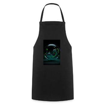 Kaos in einer Blase grün 4 - Kochschürze - Schwarz - Vorne - AI Model Male 185 dark (185cm)