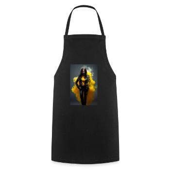 Yellow Beauty 2 - Cooking Apron - black - Front - AI Model Male 185 dark (185cm)
