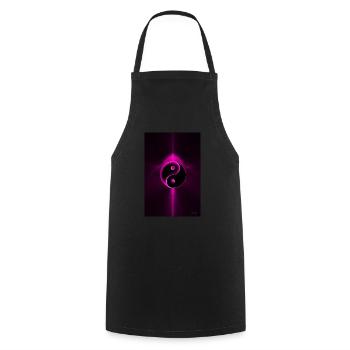 Yin Yang magenta 1 - Kochschürze - Schwarz - Vorne - AI Model Male 185 dark (185cm)