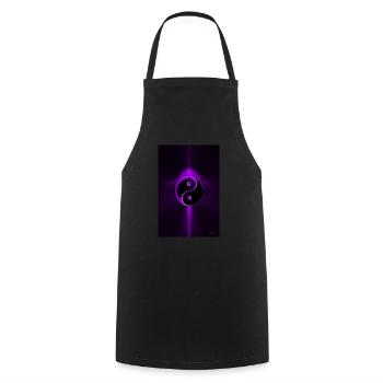 Yin Yang lila 1 - Kochschürze - Schwarz - Vorne - AI Model Male 185 dark (185cm)