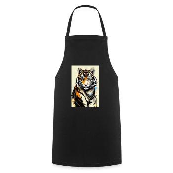 Inkpunk Tiger 1 - Kochschürze - Schwarz - Vorne - AI Model Male 185 dark (185cm)