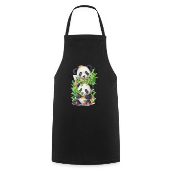 Panda Bär ißt Bambus - Kochschürze - Schwarz - Vorne - AI Model Male 185 dark (185cm)