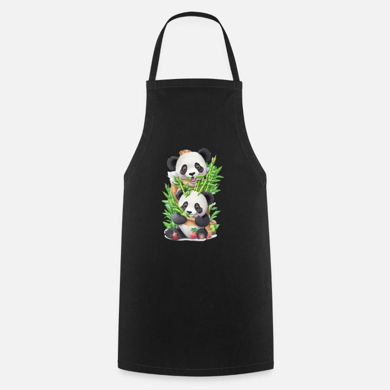 Panda Bär ißt Bambus - Kochschürze - Schwarz