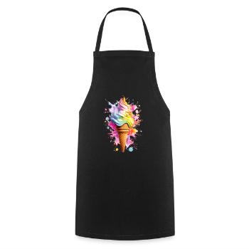 Rainbow Ice Cream Blast Summer Lifestye - Cooking Apron - black - Front - AI Model Male 185 dark (185cm)