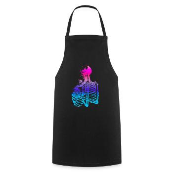 skull skeleton death halloween horror black dead - Cooking Apron - black - Front - AI Model Male 185 dark (185cm)