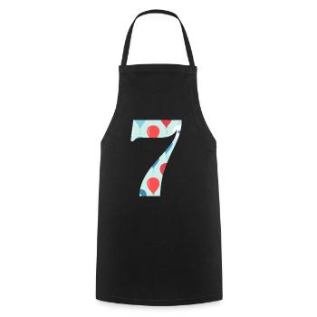 7e anniversaire ballon - Tablier de cuisine - noir - Devant - AI Model Male 185 dark (185cm)