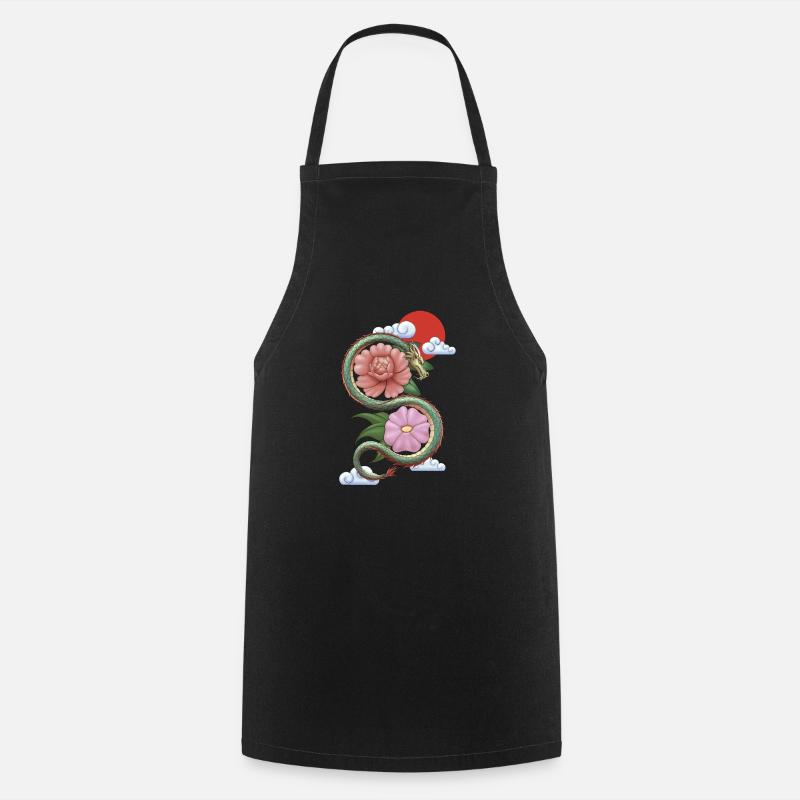 Dragon fleur - Tablier de cuisine - noir