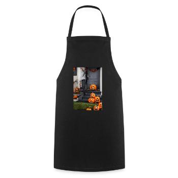Halloween pumpkin - Cooking Apron - black - Front - AI Model Male 185 dark (185cm)