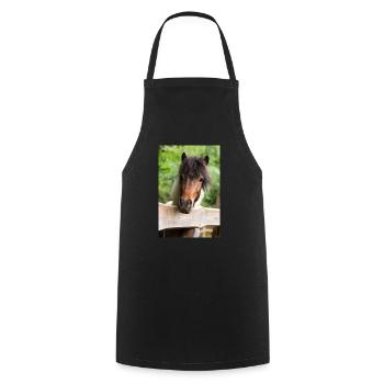lustiges Pony Pepper Schecke vom Regenbogenhof - Kochschürze - Schwarz - Vorne - AI Model Male 185 dark (185cm)