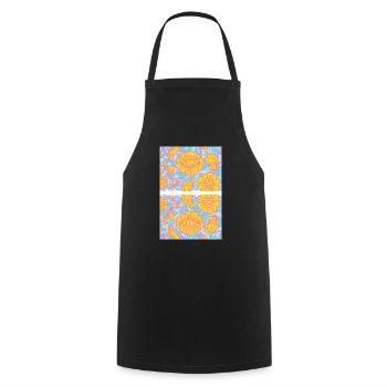 Lady flowers design (with orange flowers) - Cooking Apron - black - Front - AI Model Male 185 dark (185cm)