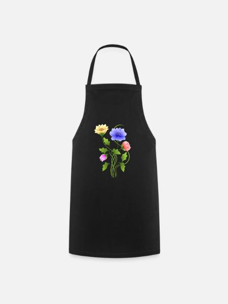 Blumen - Kochschürze - Schwarz
