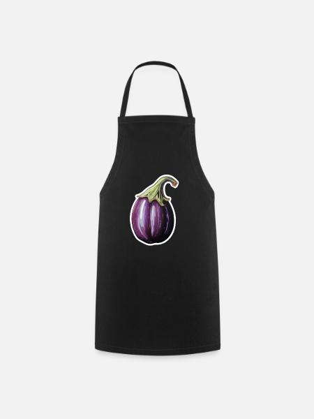 Aubergine bauchig - Kochschürze - Schwarz