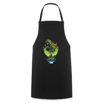 Vacation early summer late summer summer holiday holiday sea - Cooking Apron - black - Front - AI Model Male 185 dark (185cm)