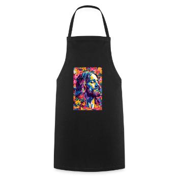 Art mural Living Jesus, téléchargement numérique, - Tablier de cuisine - noir - Devant - AI Model Male 185 dark (185cm)