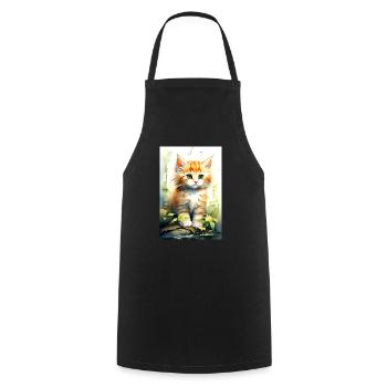 Cute and Lovely Kitten - Cooking Apron - black - Front - AI Model Male 185 dark (185cm)