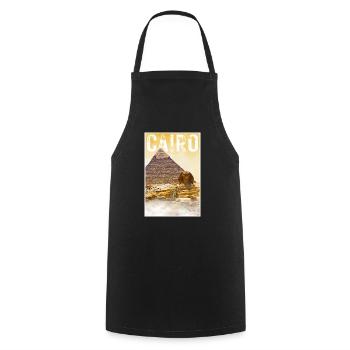 Kairo Vintage Reiseposter mit Pyramide und Sphinx - Kochschürze - Schwarz - Vorne - AI Model Male 185 dark (185cm)