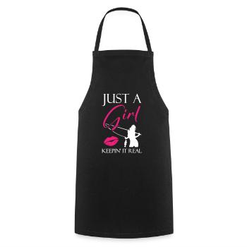 Jus a Girl Keepin it Real Fishing - Cooking Apron - black - Front - AI Model Male 185 dark (185cm)