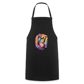 Colorful Butterfly – Retro Rainbow Design - Cooking Apron - black - Front - AI Model Male 185 dark (185cm)