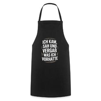 Ich kam, sah und vergaß – Lustiger Spruch - Kochschürze - Schwarz - Vorne - AI Model Male 185 dark (185cm)