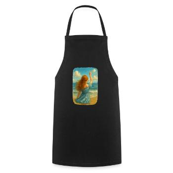 Fille rousse au bord de la mer - Tablier de cuisine - noir - Devant - AI Model Male 185 dark (185cm)