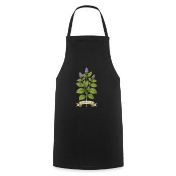 Mentha piperita | Frischer Atem der Natur - Kochschürze - Schwarz - Vorne - AI Model Male 185 dark (185cm)
