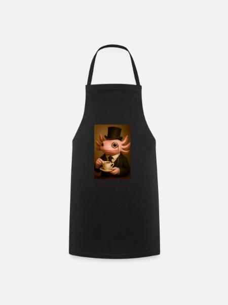 Eleganter Axolotl zum Kaffee - Kochschürze - Schwarz