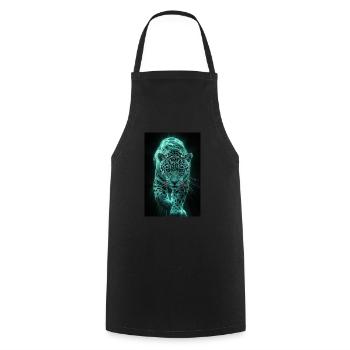 Neonfarbener Jaguar in Bewegung - Kochschürze - Schwarz - Vorne - AI Model Male 185 dark (185cm)