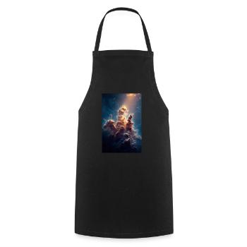 Heavenly Light Over Nebula Peaks - Cooking Apron - black - Front - AI Model Male 185 dark (185cm)