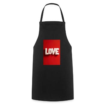 Amour poilu sur fond rouge - Tablier de cuisine - noir - Devant - AI Model Male 185 dark (185cm)