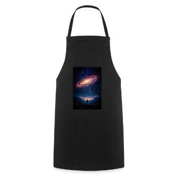 Stargazer Beneath a Cosmic Spiral - Cooking Apron - black - Front - AI Model Male 185 dark (185cm)