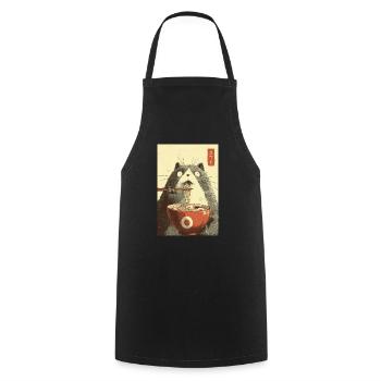 Shocked Cat Eating Ramen - Cooking Apron - black - Front - AI Model Male 185 dark (185cm)