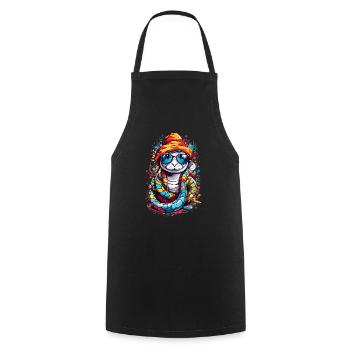 Cute colorful snake - Cooking Apron - black - Front - AI Model Male 185 dark (185cm)
