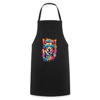 Chien cool - Tablier de cuisine - noir - Devant - AI Model Male 185 dark (185cm)