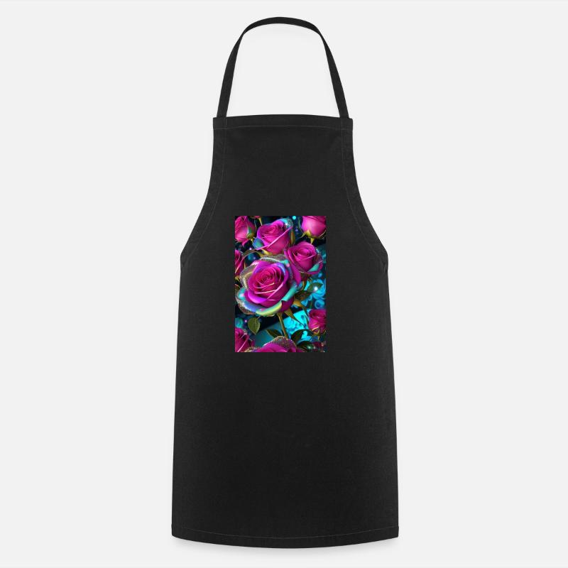 Blumen 149 - Kochschürze - Schwarz