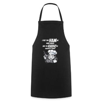 Radiantly Funny Amateur Ham Radio Operator Chef - Cooking Apron - black - Front - AI Model Male 185 dark (185cm)