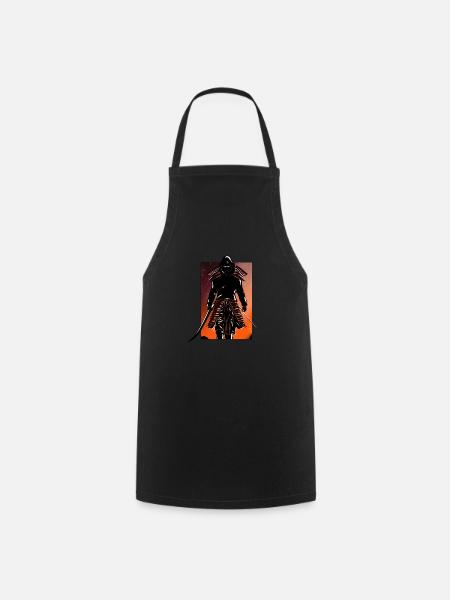 Samurai Hannya im Kapuzenpullover - Kochschürze - Schwarz