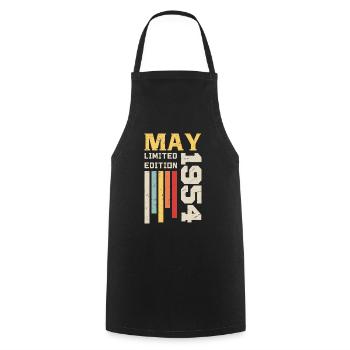 May 1954 - Birthday gift born in May 1954 May - Cooking Apron - black - Front - AI Model Male 185 dark (185cm)