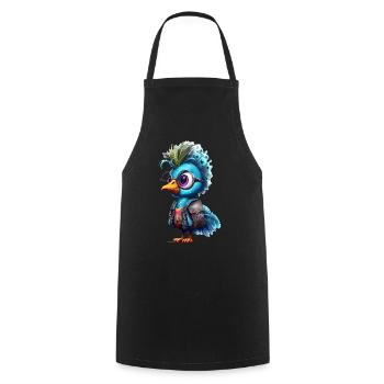 Dessin animé de paon mignon - Tablier de cuisine - noir - Devant - AI Model Male 185 dark (185cm)