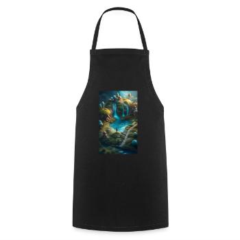 Monde miniature joyeux et mignon - Tablier de cuisine - noir - Devant - AI Model Male 185 dark (185cm)