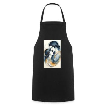Couple in lines of black & gold - Cooking Apron - black - Front - AI Model Male 185 dark (185cm)