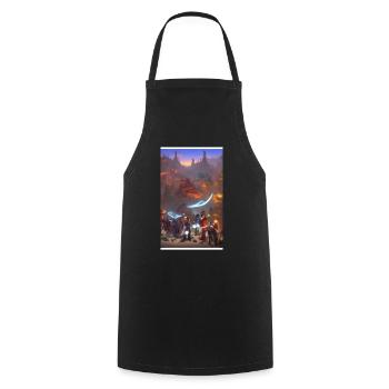 Surrealistic family landscape scene - Cooking Apron - black - Front - AI Model Male 185 dark (185cm)