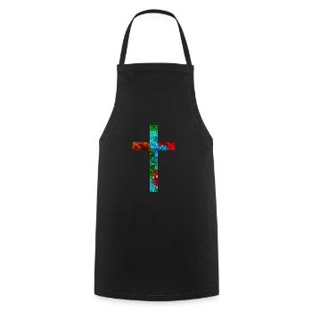 Croiser Jésus Dieu Religion crucifix coloré coloré - Tablier de cuisine - noir - Devant - AI Model Male 185 dark (185cm)