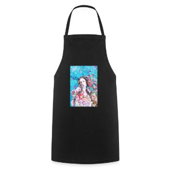 Vénus Botticelli - Tablier de cuisine - noir - Devant - AI Model Male 185 dark (185cm)