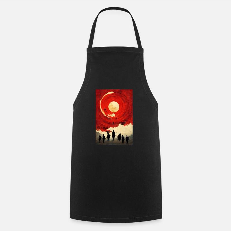 Samurai Japanese Moon - Cooking Apron - black