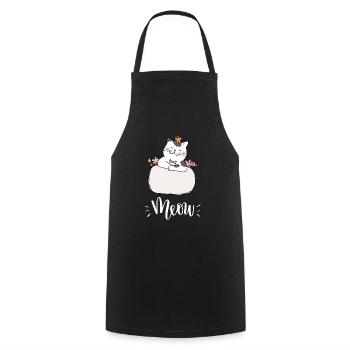 Niedliche Kawaii lustige Katze mit Blumen, die Miauen sagen - Kochschürze - Schwarz - Vorne - AI Model Male 185 dark (185cm)