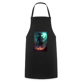 Creepy Demon from Hell - Cooking Apron - black - Front - AI Model Male 185 dark (185cm)