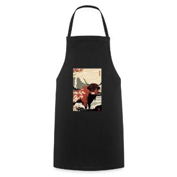 Highland Cattle Ukiyo - Tablier de cuisine - noir - Devant - AI Model Male 185 dark (185cm)