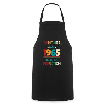 60th Birthday - Vintage - August 1965 - Cooking Apron - black - Front - AI Model Male 185 dark (185cm)