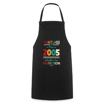 Anniversaire 20 ans - Vintage - Mars 2005 - Tablier de cuisine - noir - Devant - AI Model Male 185 dark (185cm)
